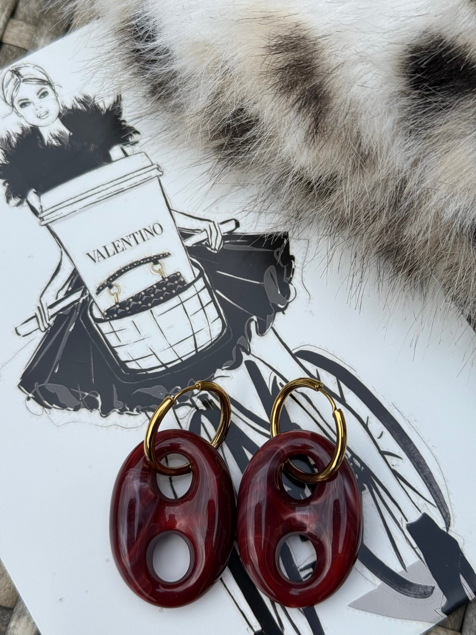 By M coffee bean oorbellen burgundy