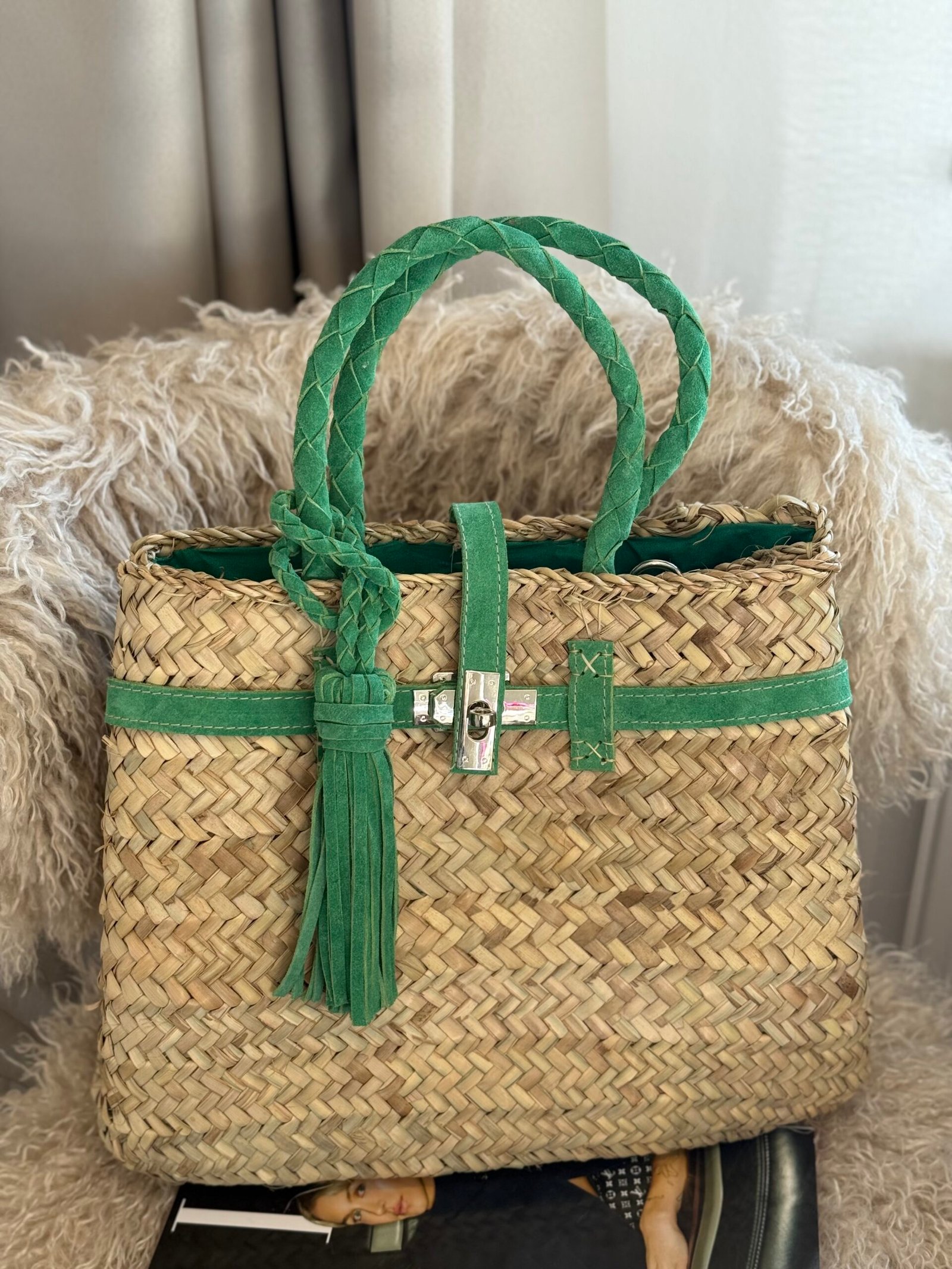 By M rieten tas suède met groen