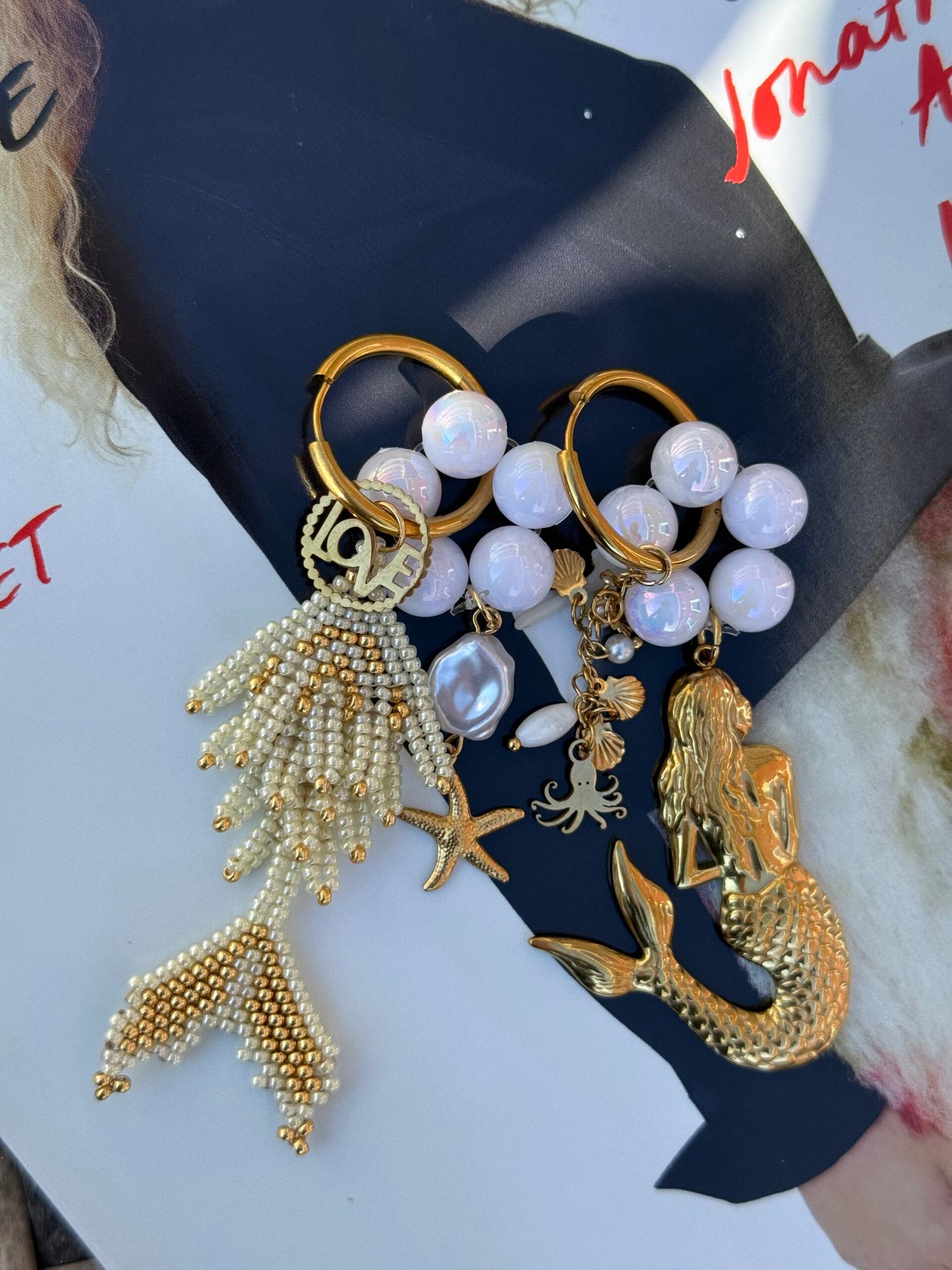 By M zeemeermin oorbellen parelmoer