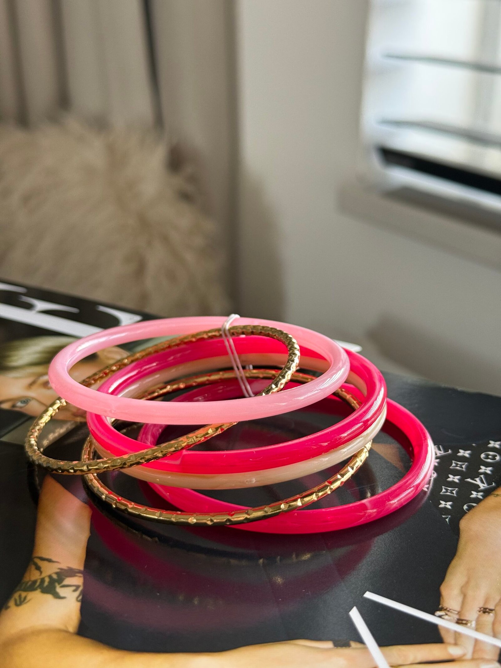 Bangle armband set roze