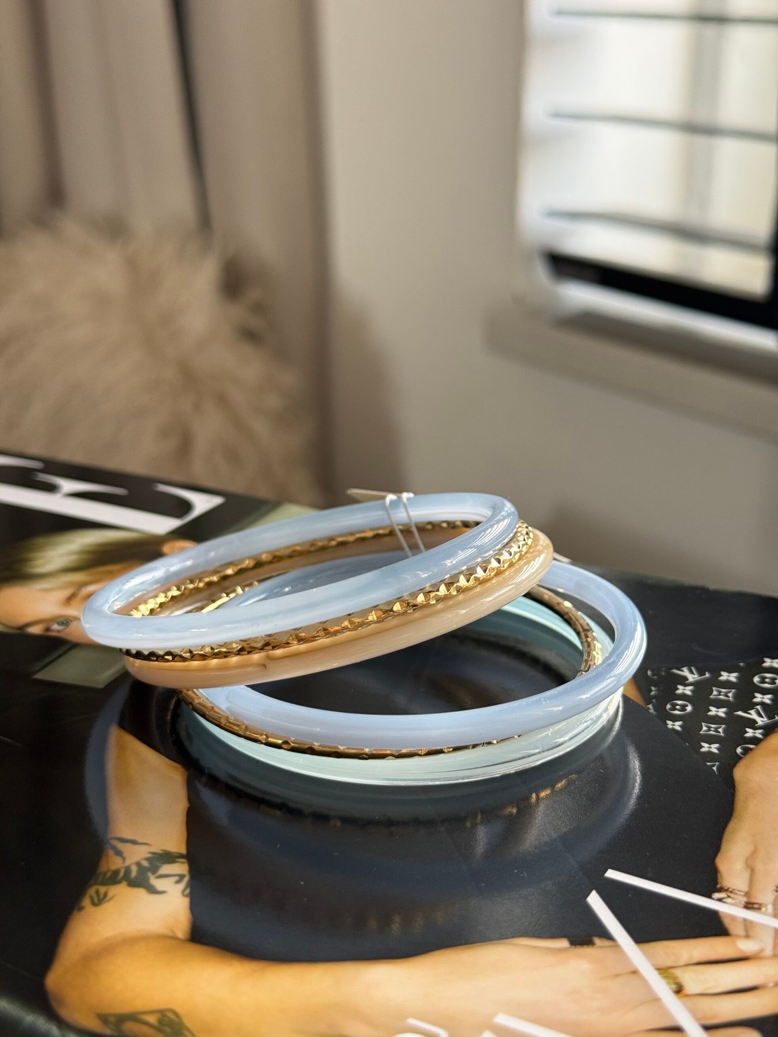 Bangle armband set licht blauw