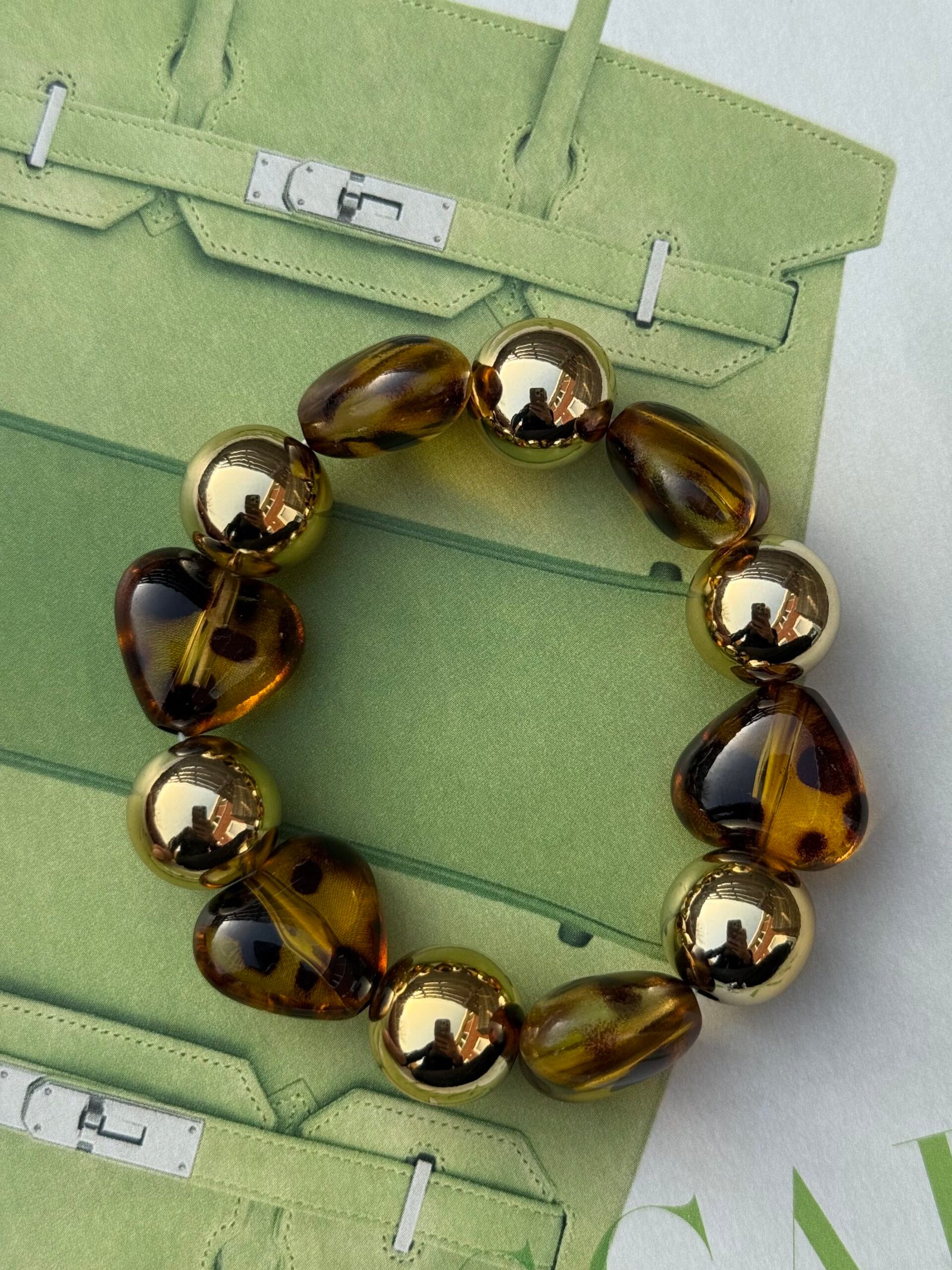 Kralen armband hartjes tijgerprint