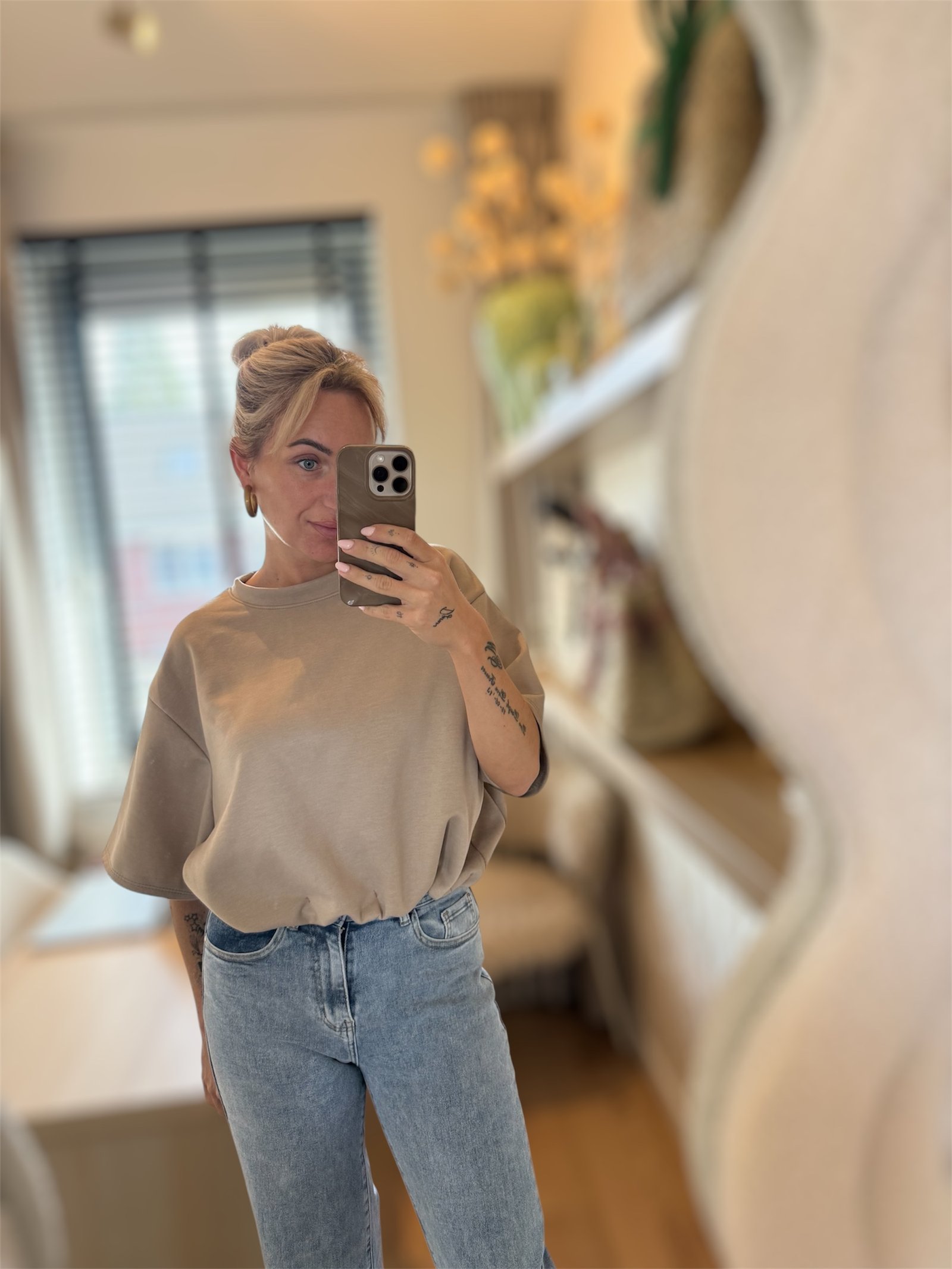 Basic top cropped beige