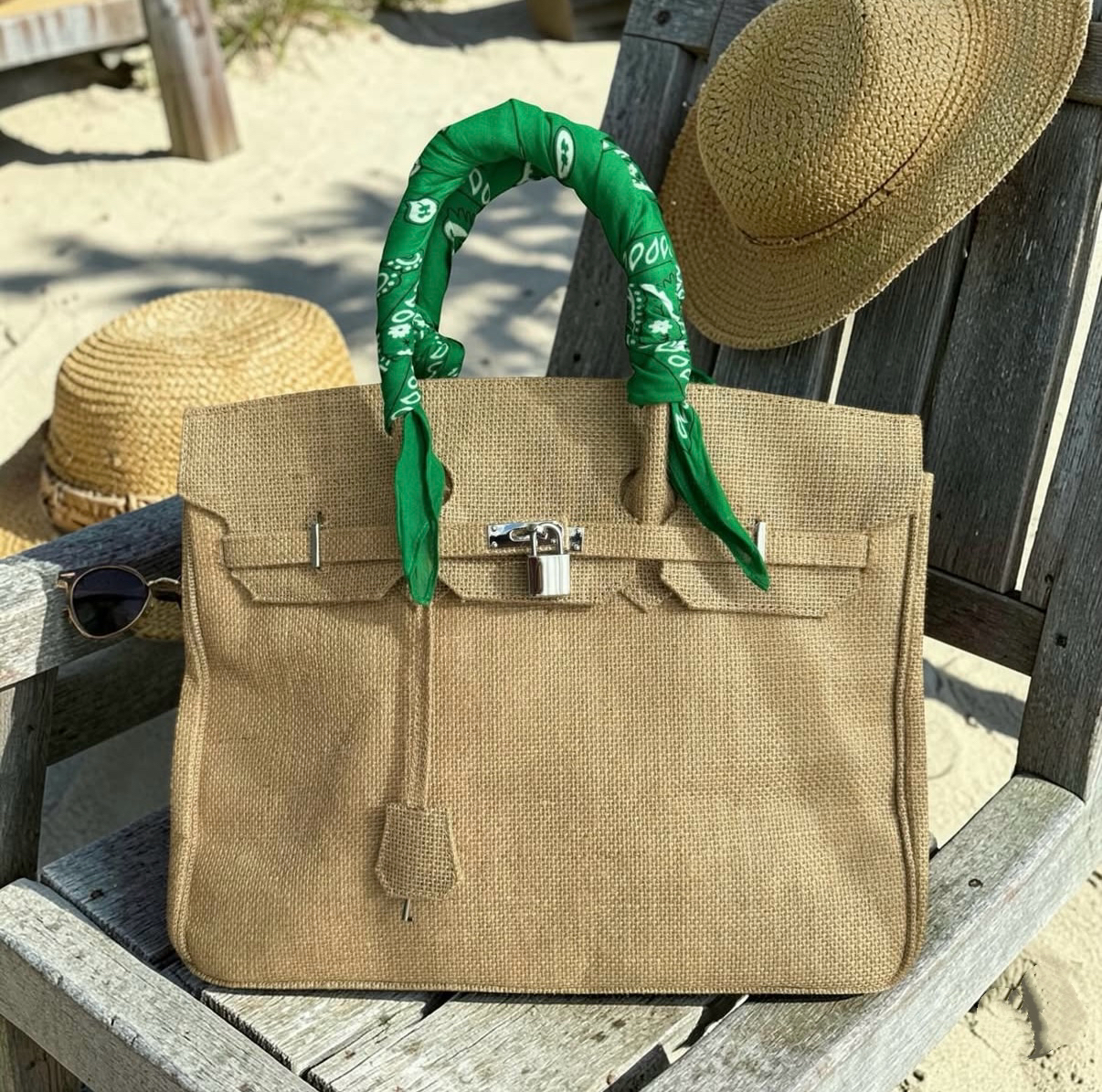 Inspired jute tas Bandana groen