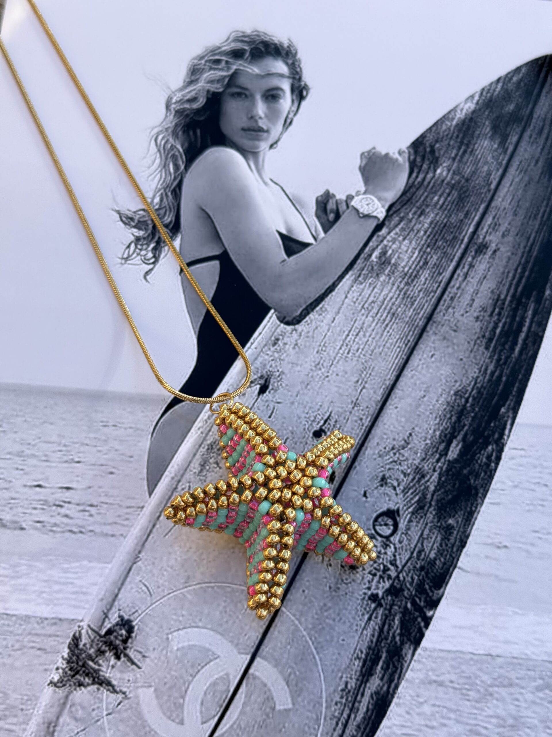 By M ketting zeester groot turquoise roze