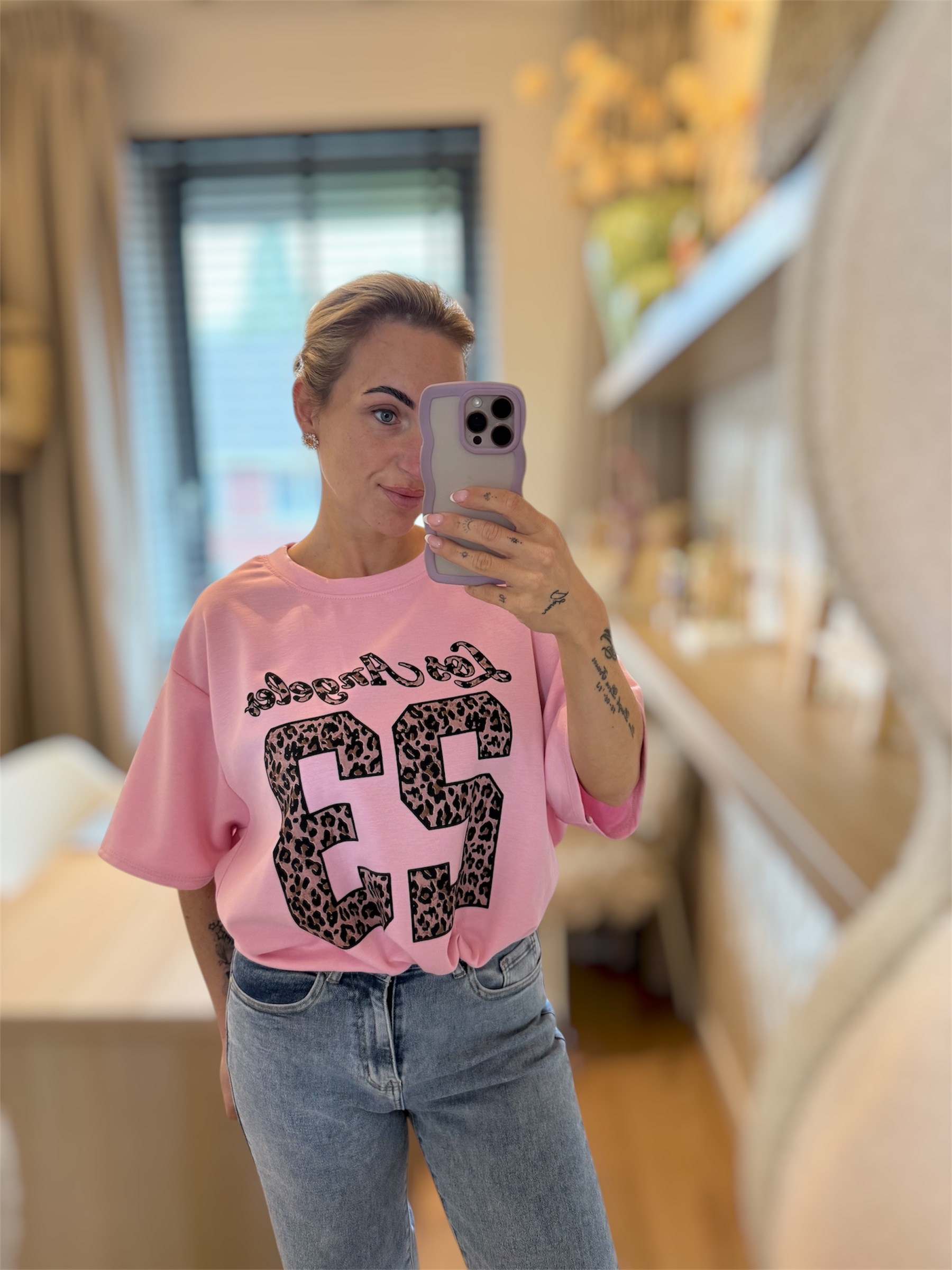 Basic top cropped Los Angeles roze